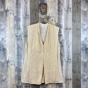 Victoria Beckham Pleat Metallic Dot Tank in Cream Gold Combo Size Medium.